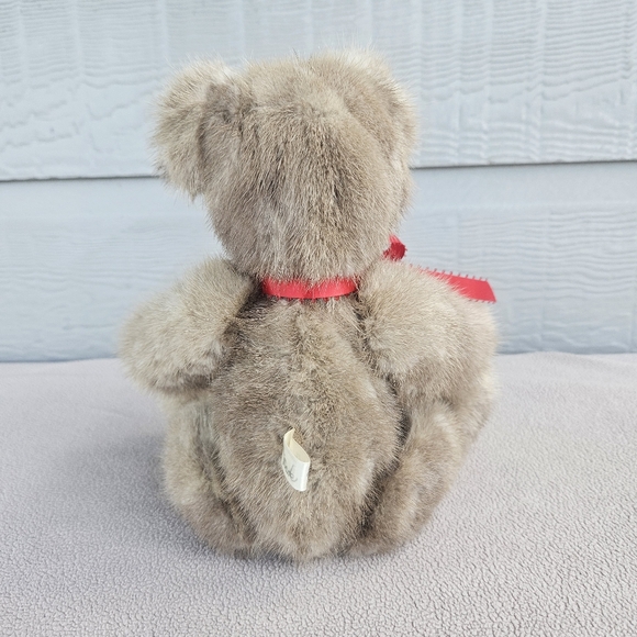 Handmade Anna Jointed Mohair Teddy Bear Red Bow 11" Brown Maine 1999 VTG - Picture 3 of 9